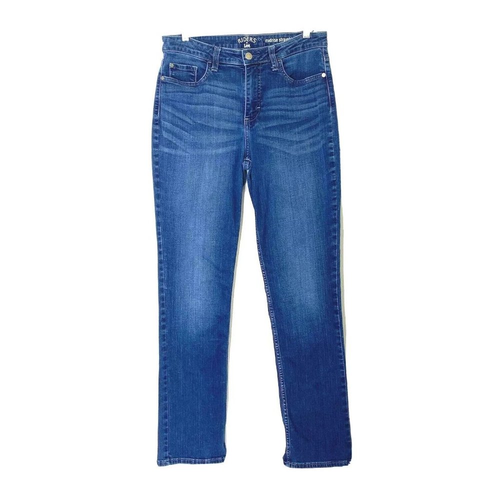 Riders by Lee Women's size 10 Mid Rise Straight Leg Blue Denim Jeans Medium Wash